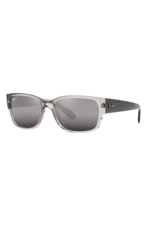 Ray Ban Ray-ban 58mm Polarized Rectangular Sunglasses In Transparent Grey