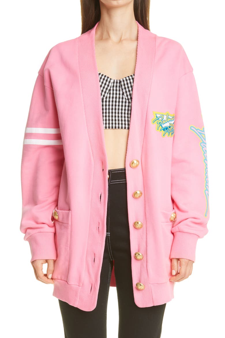 Logo Sun Bleached Cotton Cardigan, Main, color, ROSE/ MULTI