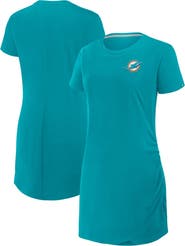 FANATICS Women's Fanatics Aqua Miami Dolphins Ruched Drape T-Shirt Dress