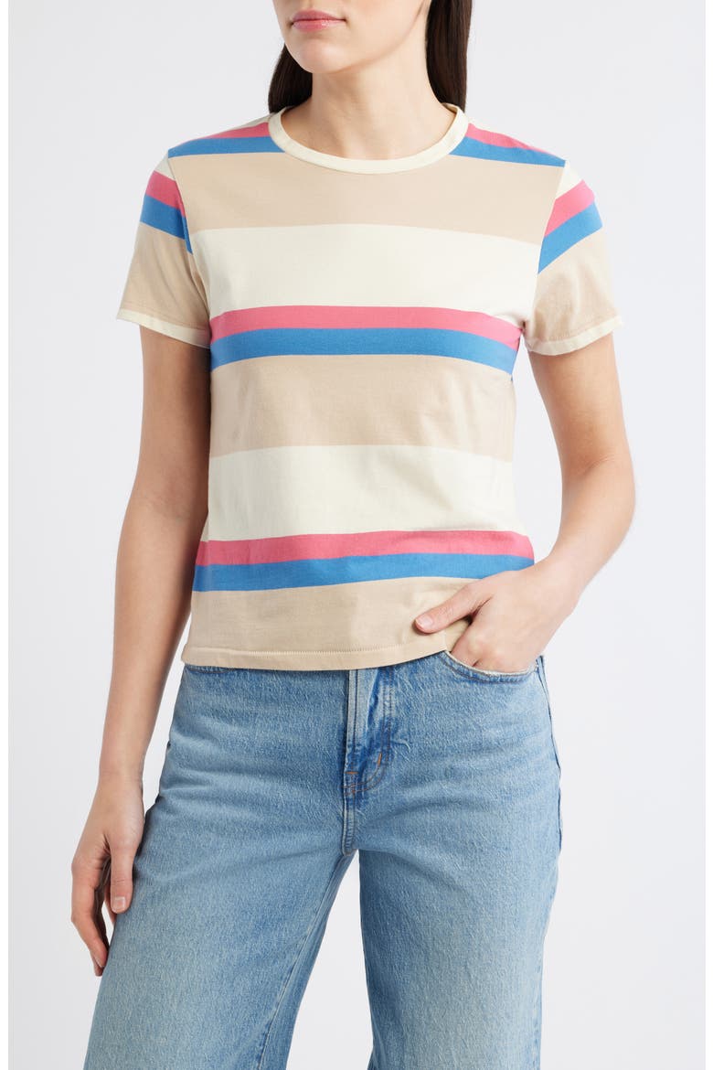 The Little Stripe Cotton T-Shirt, Main, color, STUDY HALL STRIPE