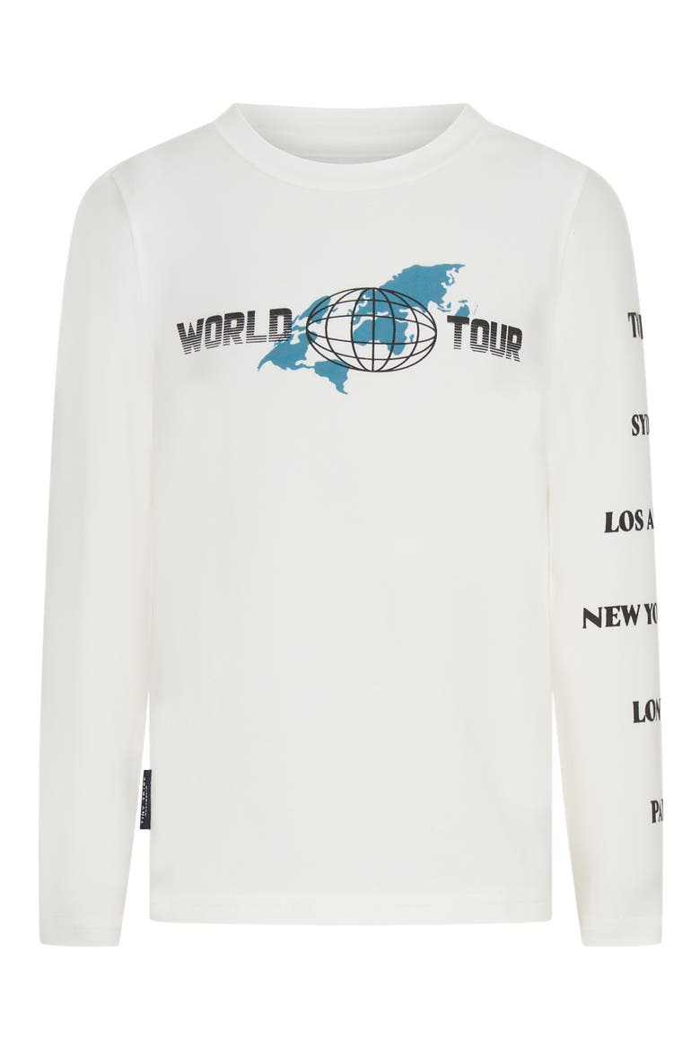 Kids' World Tour Long Sleeve Graphic T-Shirt, Main, color, WHITE