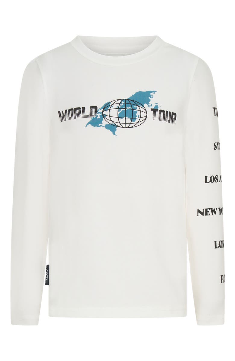 TINY TRIBE Kids' World Tour Long Sleeve Graphic T-Shirt, Main, color, White