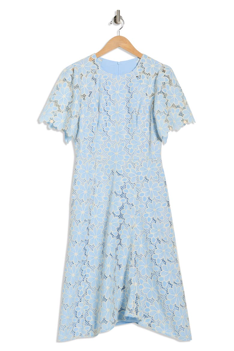 Embroidered Lace Midi Dress, Alternate, color, LIGHT BLUE/ CREAM