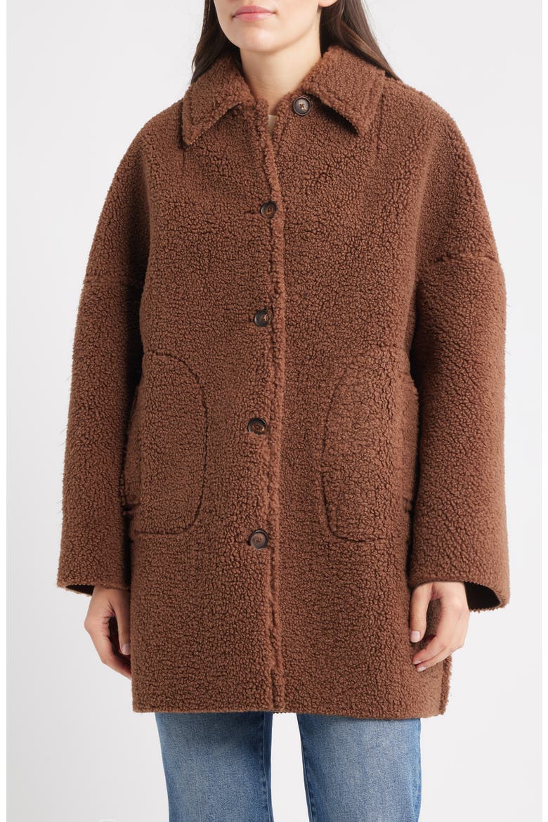 The Plush Teddy Fleece Car Coat, Alternate, color, CHOCOLATE
