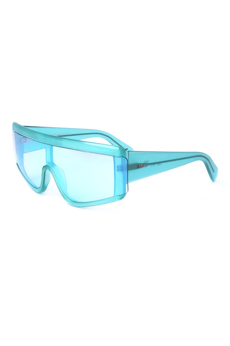 61mm Mask Shield Sunglasses, Alternate, color, TURQUOISE/ DARK GREY