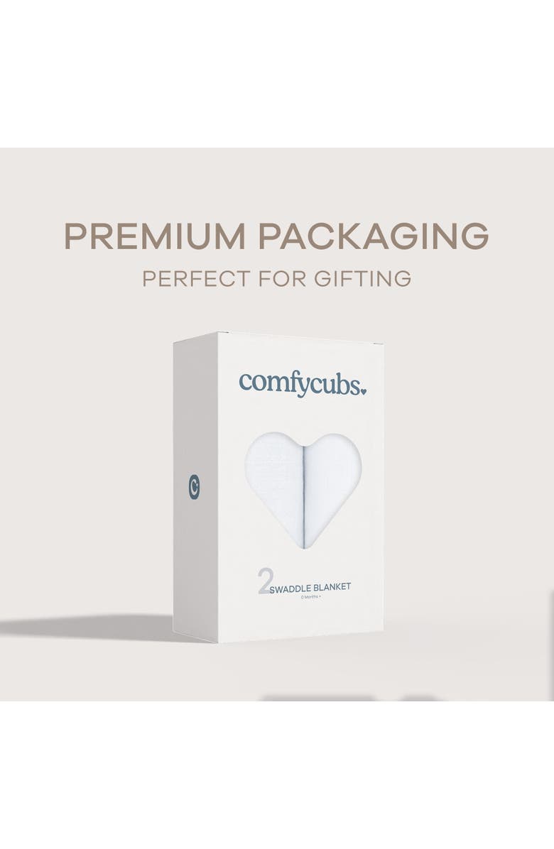 Comfy Cubs Muslin Swaddle Blanket, 2 Pack, Alternate, color, White