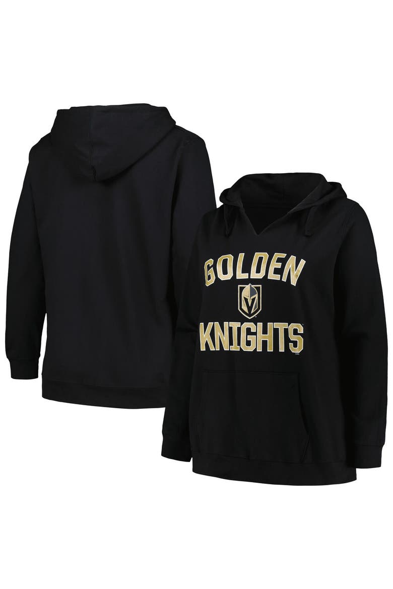 Women's Profile Black Vegas Golden Knights Plus Size Arch Over Logo Pullover Hoodie, Alternate, color, Black