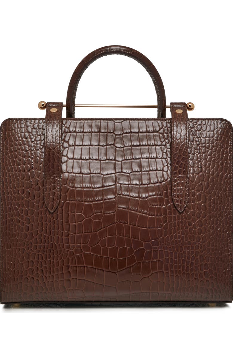 Strathberry Midi Croc Embossed Leather Tote, Alternate, color,
