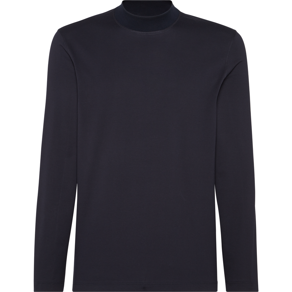 Brunello Cucinelli Jersey Mock Neck T-shirt In Black
