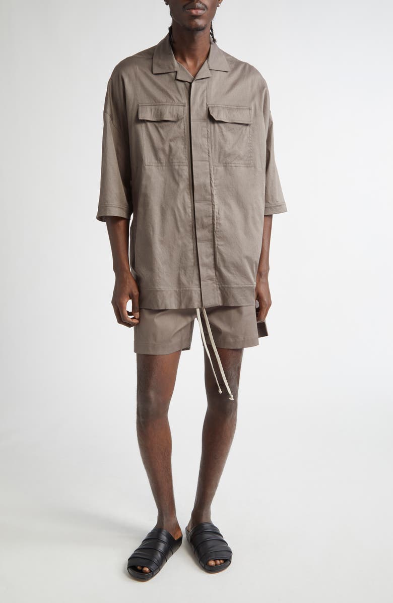 Rick Owens Magnum Tommy Oversize Stretch Cotton Camp Shirt, Alternate, color, 
