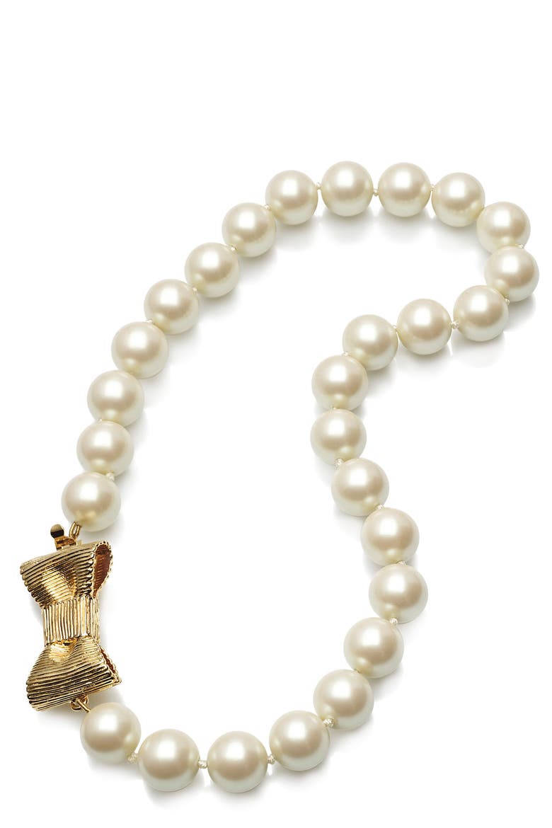 'all wrapped up' short glass pearl necklace, Alternate, color, CREAM/ GOLD