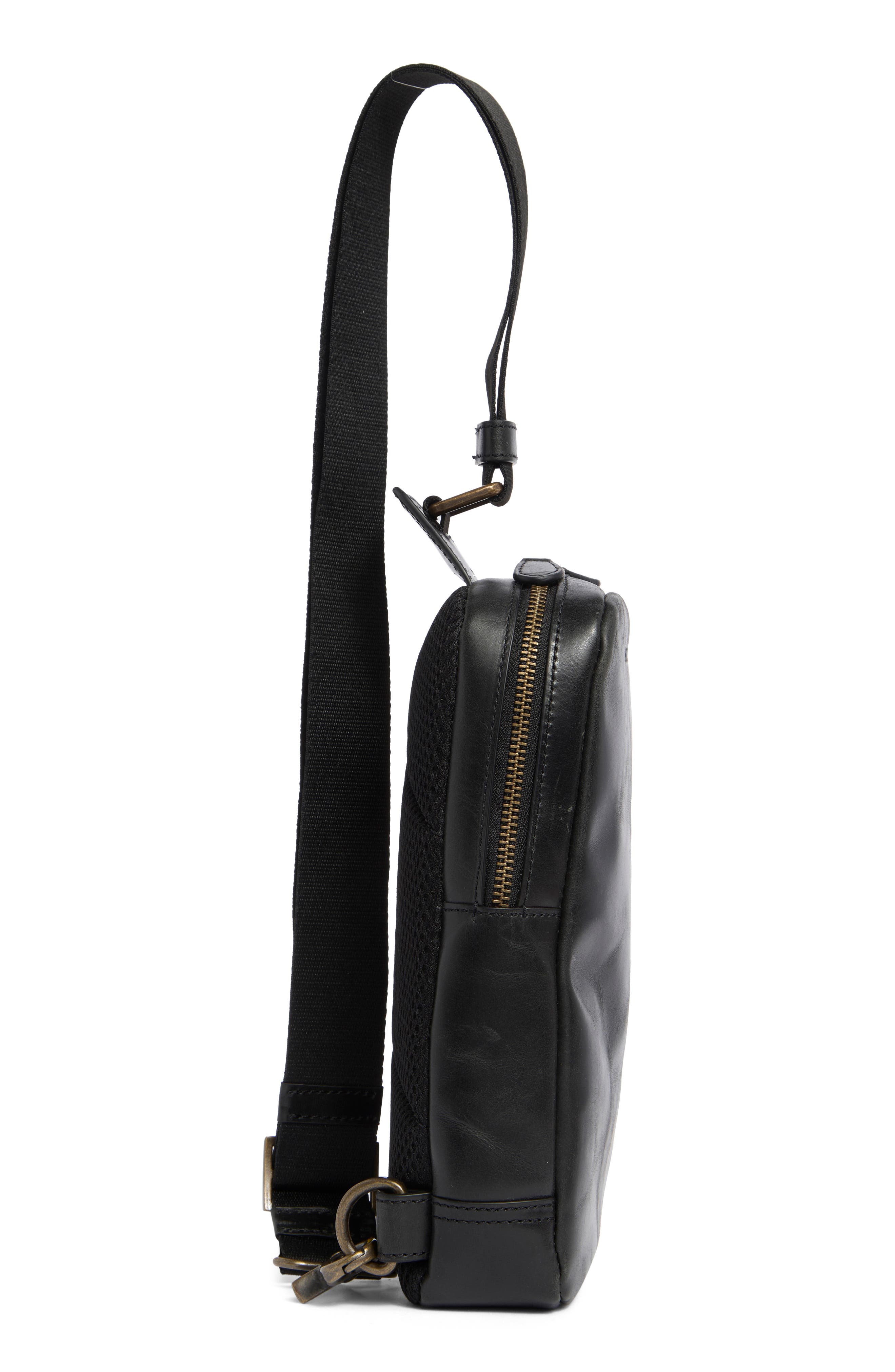 Johnston & Murphy Hunter Glazed Sling Bag, Alternate, color, Black