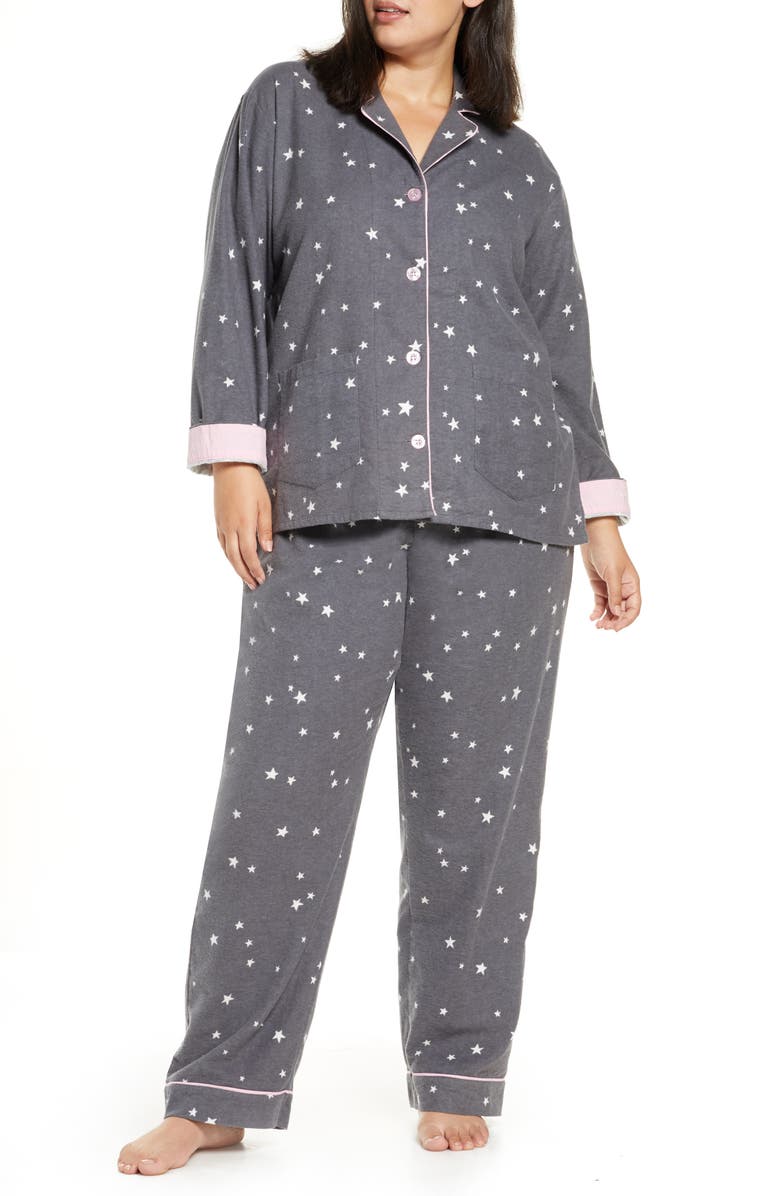 PJ Salvage Print Flannel Pajamas, Main, color, 