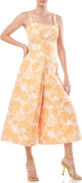 Kay Unger Ingrid Floral Jacquard Jumpsuit