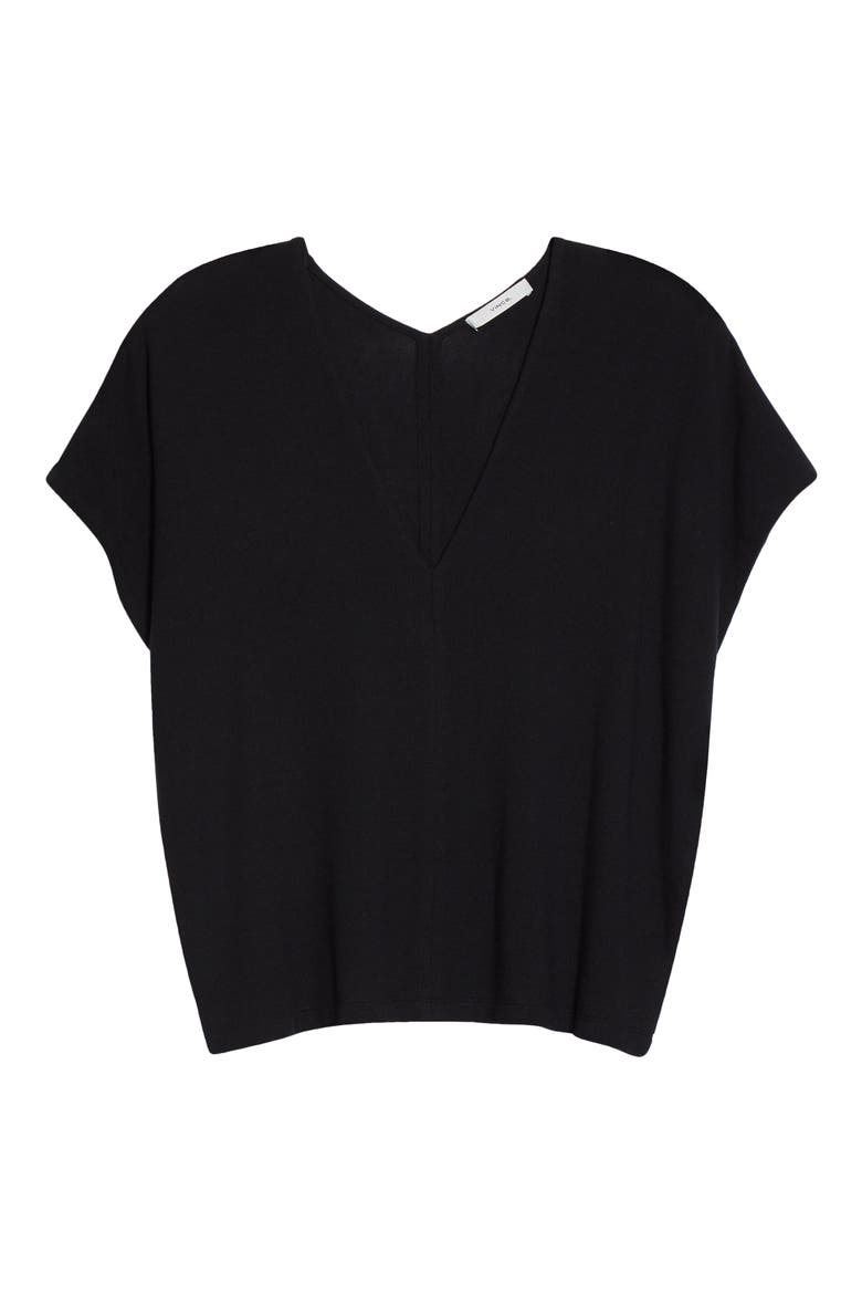 V-Neck Top, Alternate, color, BLACK