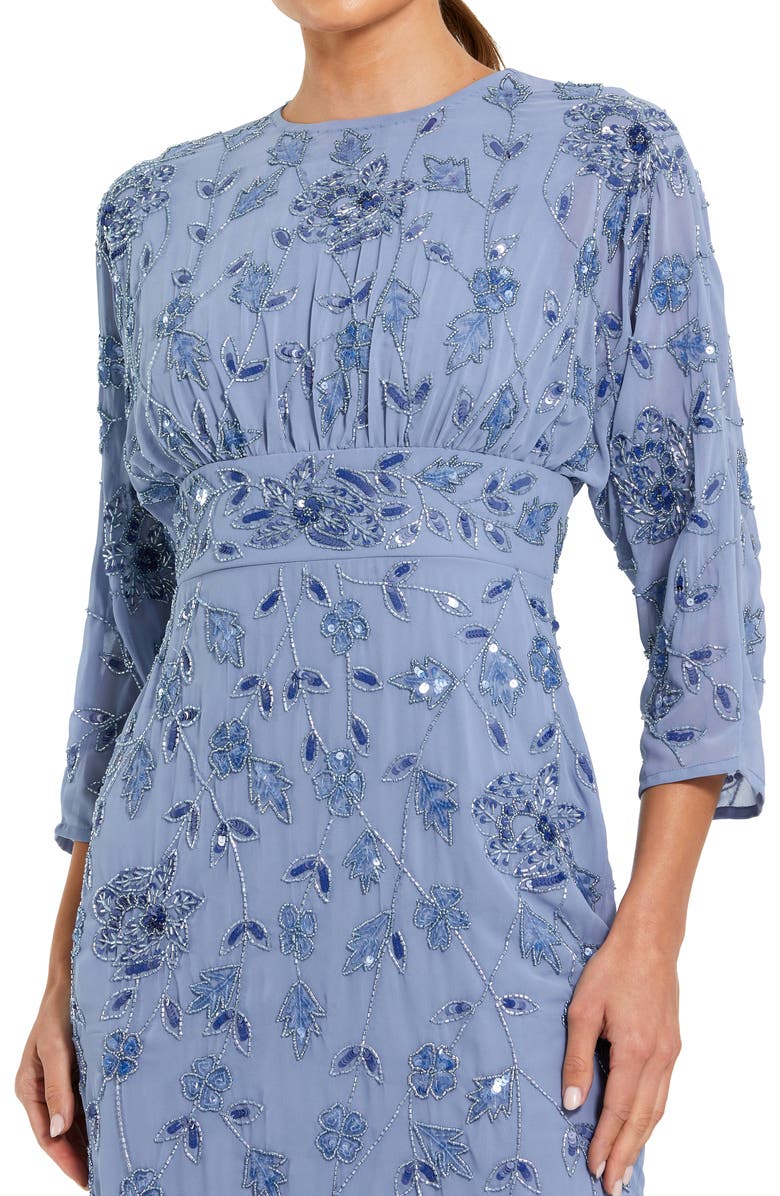 Mac Duggal Women's Floral Embellished Georgette Blouson Midi Dress, Alternate, color, Twilight