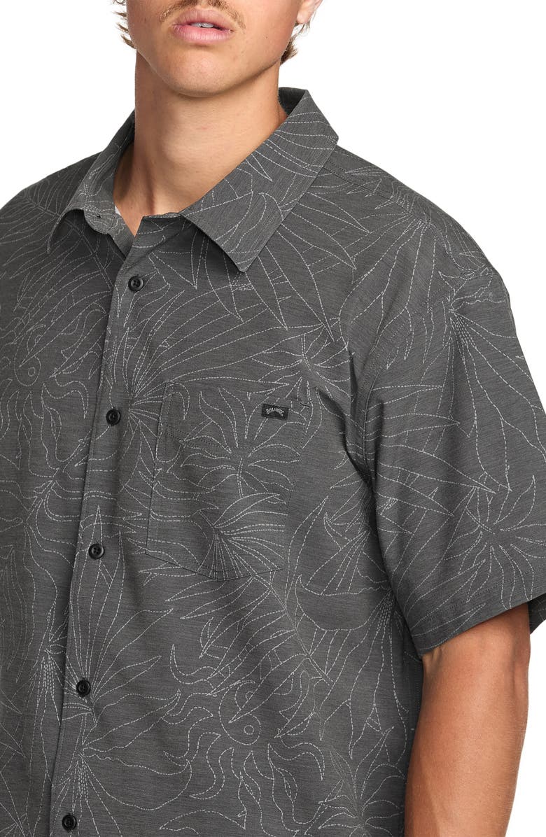 Billabong Surftrek Print Short Sleeve Button-Up Shirt, Alternate, color, Raven