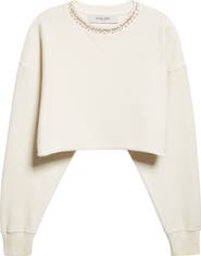 Golden Goose Journey Crystal Embellished Crop Fleece Sweatshirt