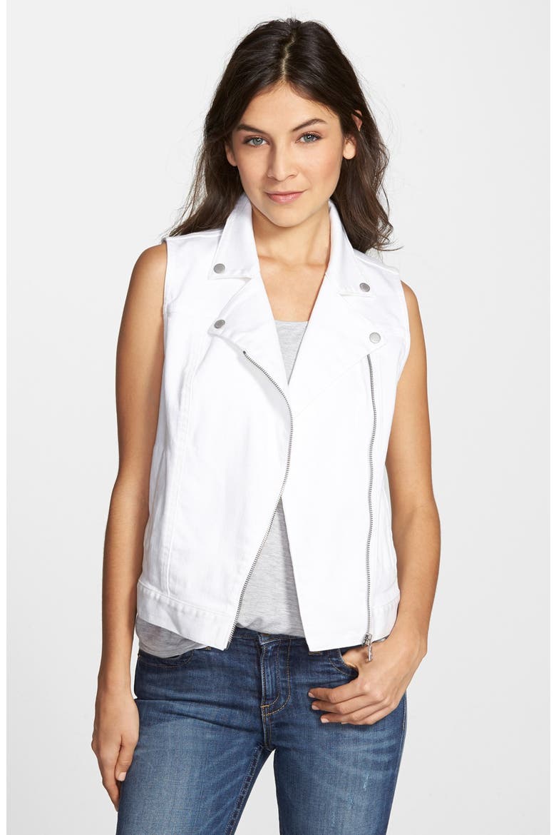 Denim Moto Vest, Main, color, ULTRA WHITE