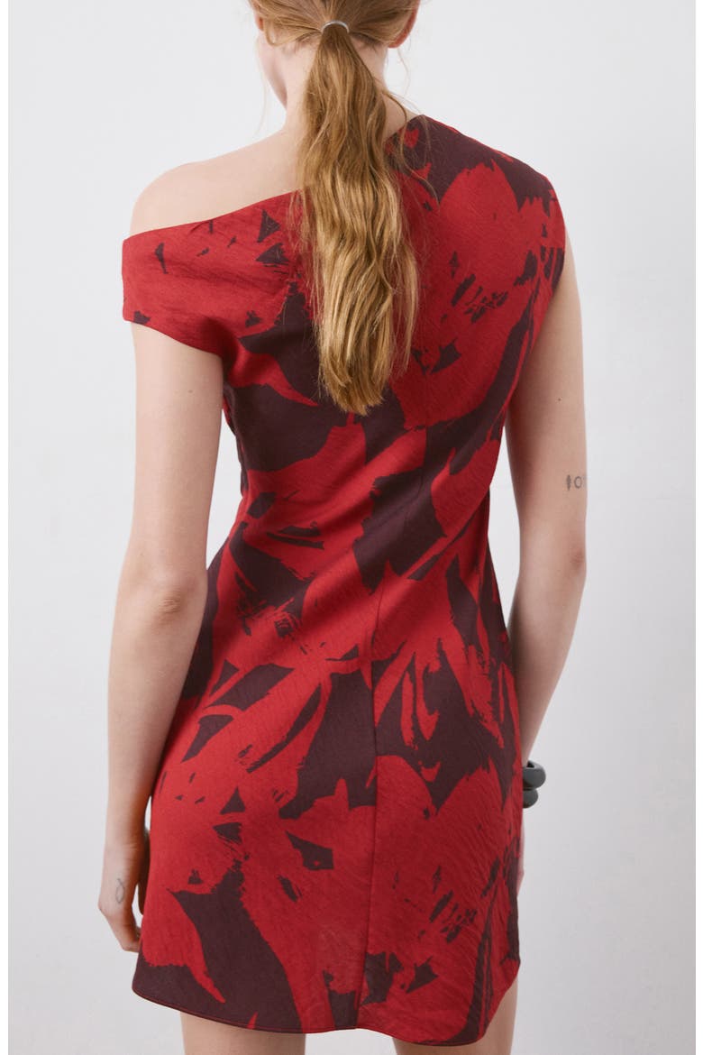 Texture One-Shoulder Minidress, Alternate, color, RED
