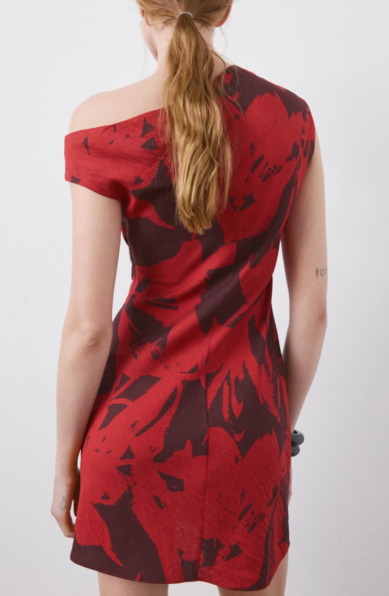 MANGO Texture One-Shoulder Minidress, Alternate, color, Red