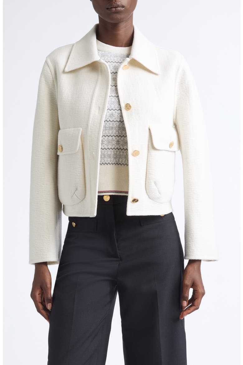 Bell Sleeve Wool & Cashmere Jacket, Main, color, WHITE