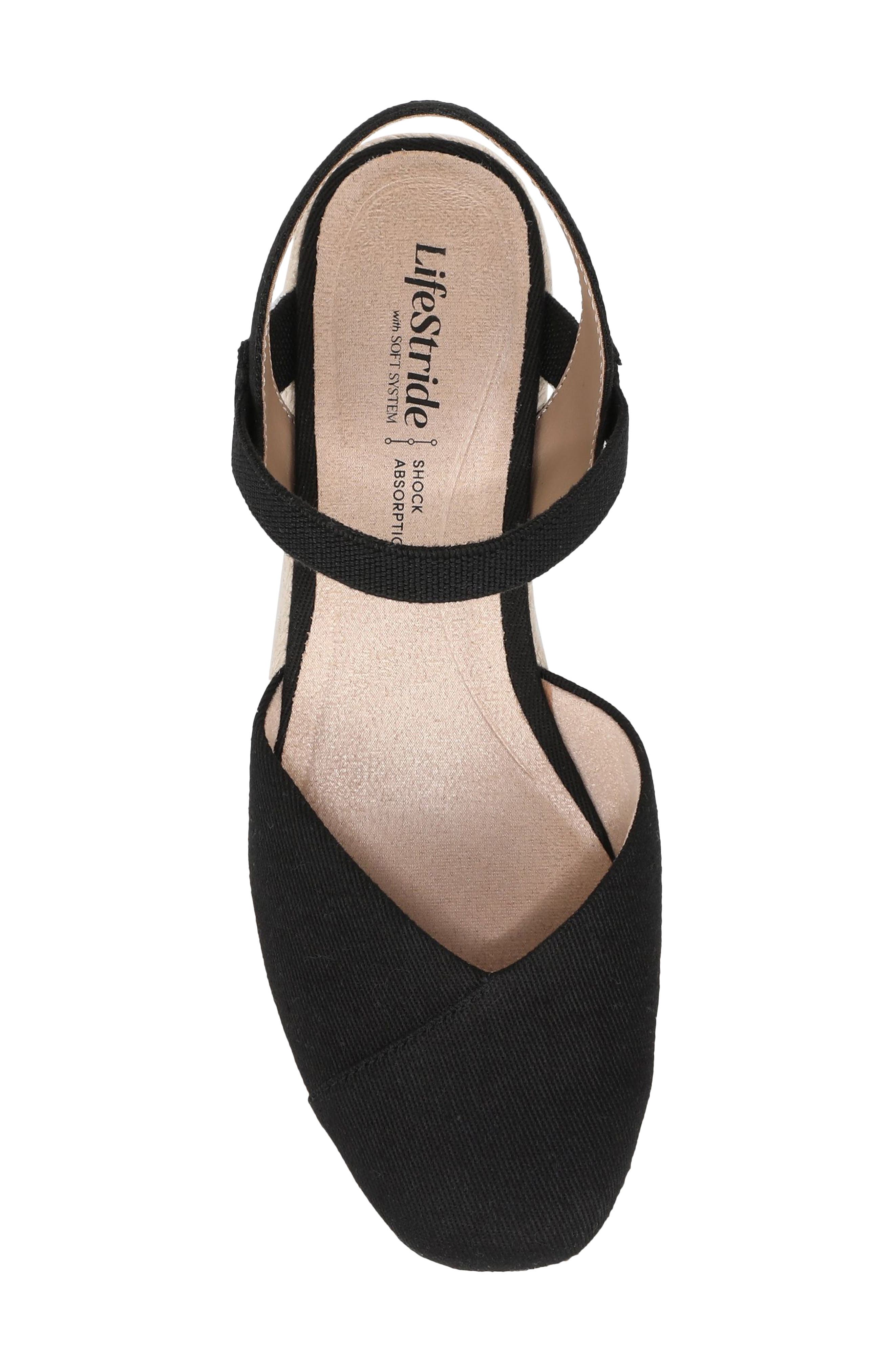 LifeStride Pilar Slingback Espadrille Platform Wedge Sandal, Alternate, color, Black