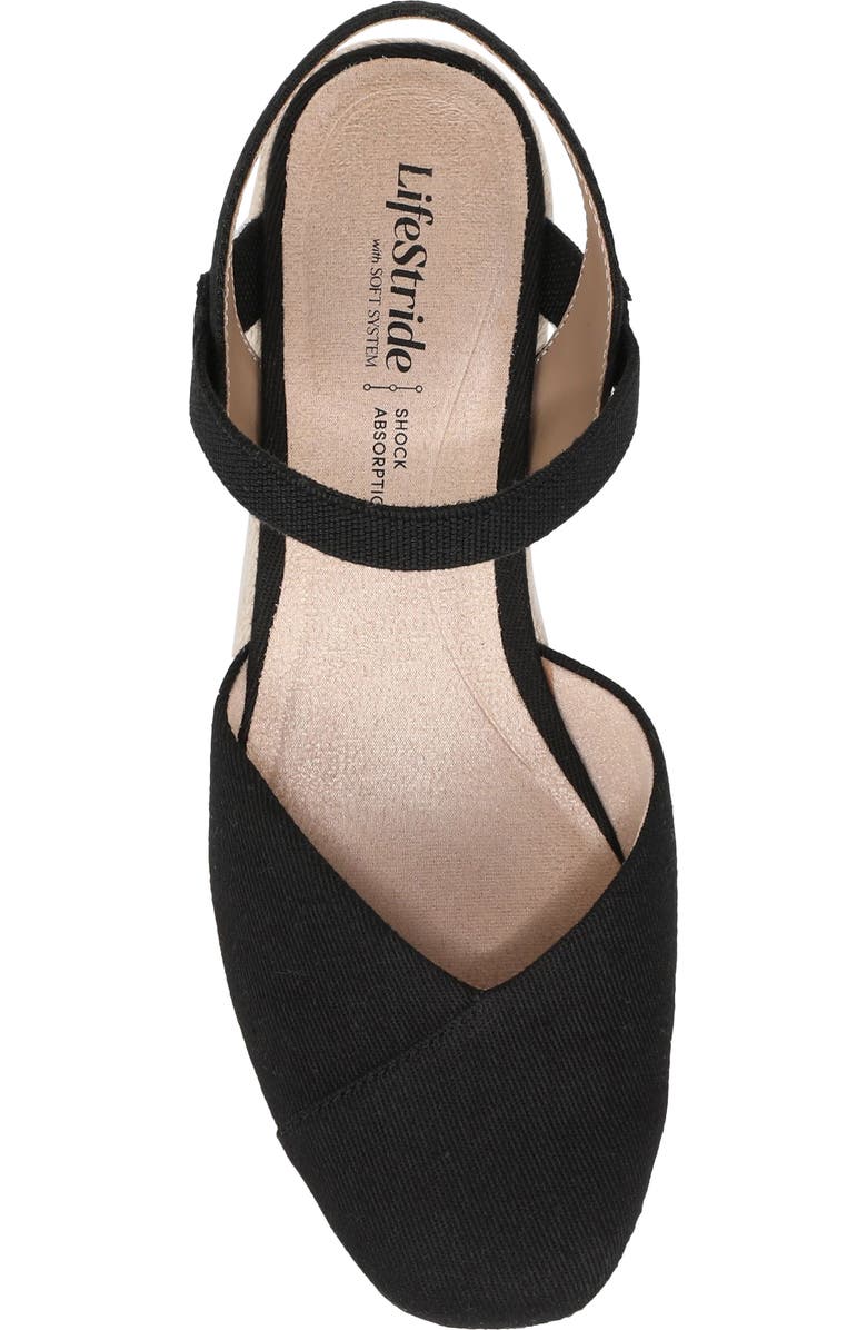 LifeStride Pilar Slingback Espadrille Platform Wedge Sandal, Alternate, color, Black