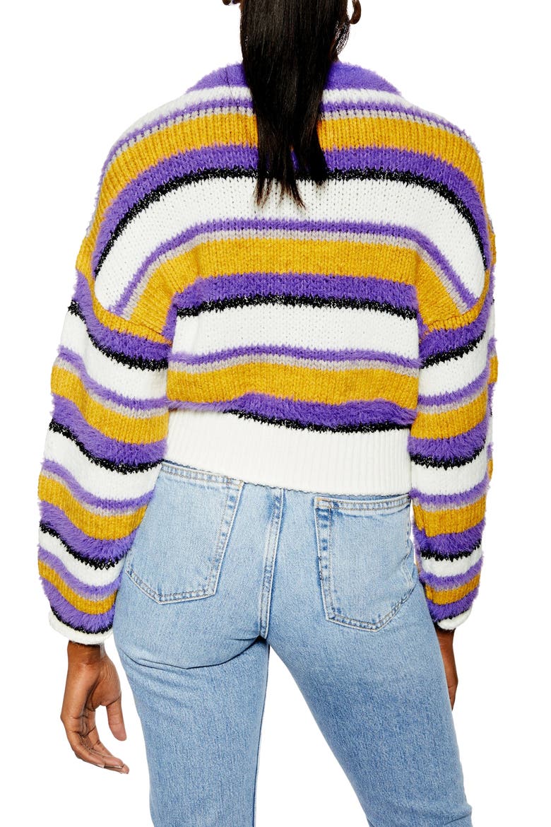 Fluffy Stripe Sweater, Alternate, color, PURPLE MULTI