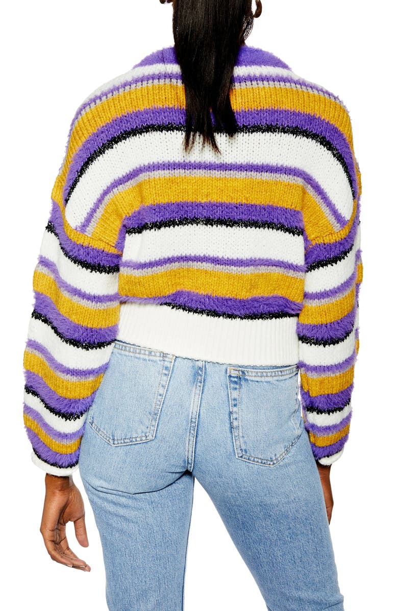 Topshop Fluffy Stripe Sweater, Alternate, color,