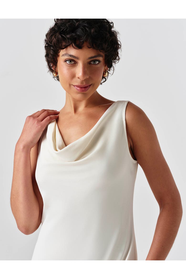 Arya Cowl Neck Satin Midi Dress, Alternate, color, Ivory
