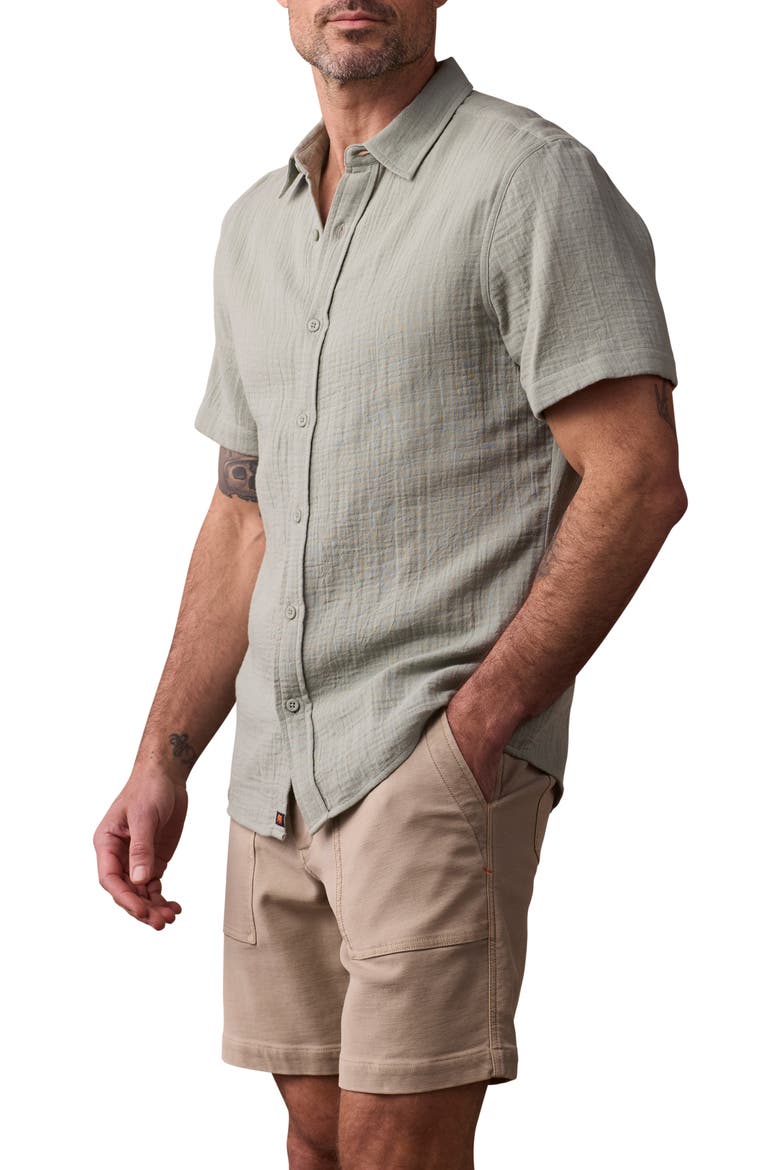 Kalo Cotton Gauze Short Sleeve Button-Up Shirt, Alternate, color, JUNIPER