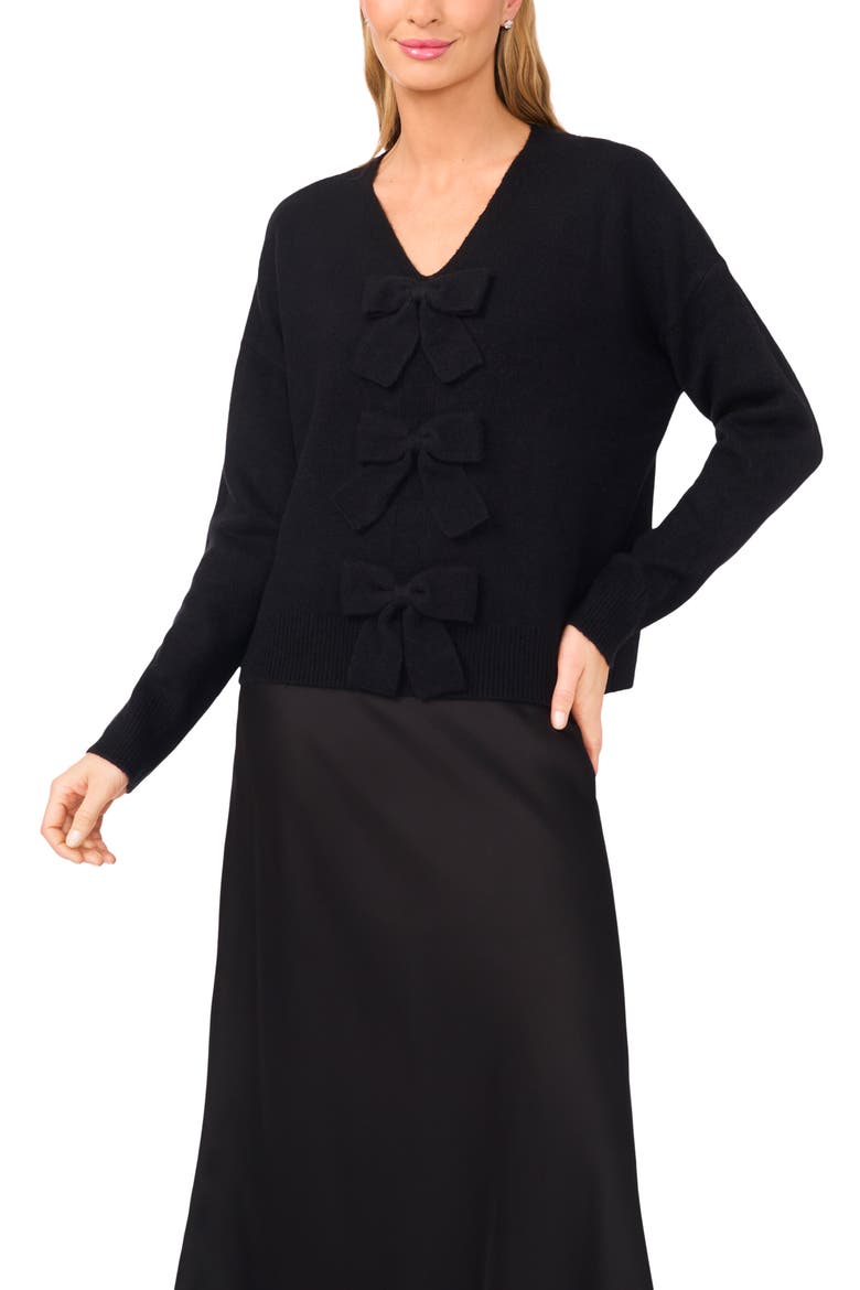Bow Front Sweter, Main, color, RICH BLACK