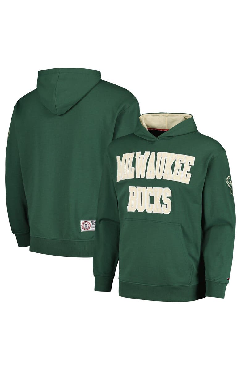 TOMMY JEANS Men's Tommy Jeans Hunter Green Milwaukee Bucks Greyson Pullover Hoodie, Main, color, Hunter Green