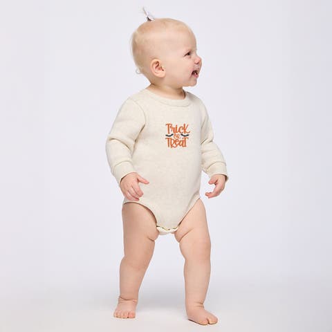 Embroidered Bats Trick or Treat Infant Fleece BodySuit