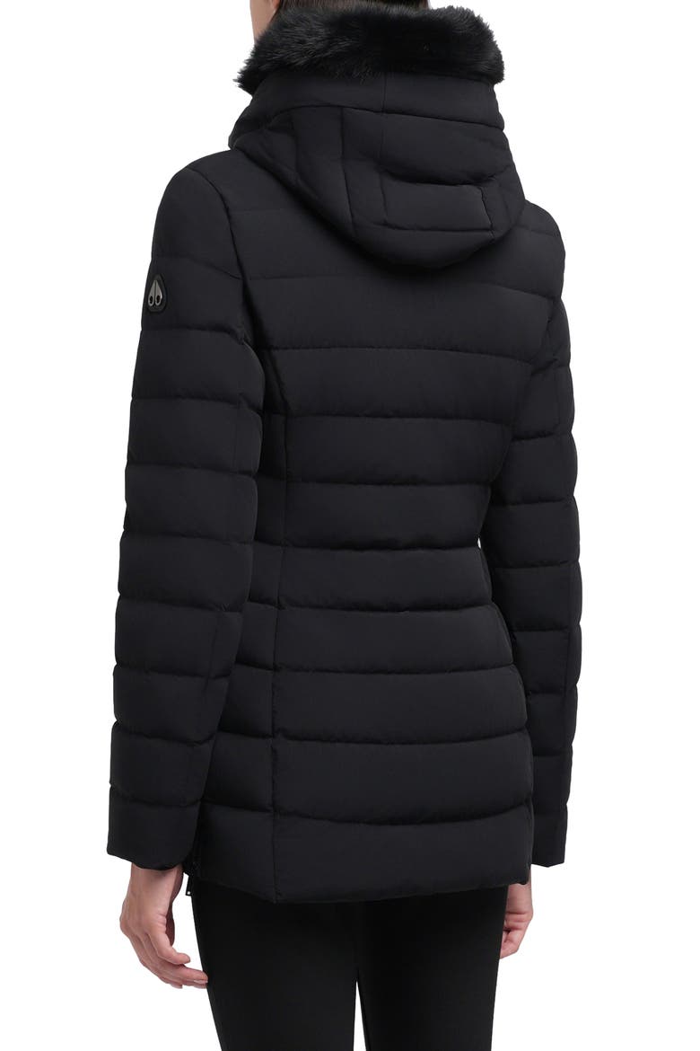 Roselawn 5 Water Repellent 800 Fill Power Down Puffer Jacket with Genuine Shearling Trim, Alternate, color, BLK W/ BLK SH