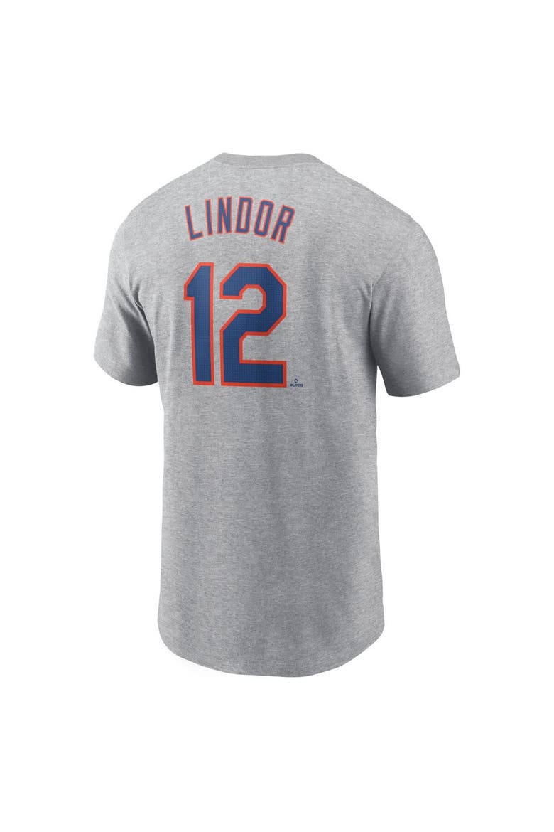 Men's Nike Francisco Lindor Heather Gray New York Mets Fuse Name & Number T-Shirt, Alternate, color, Heather Gray