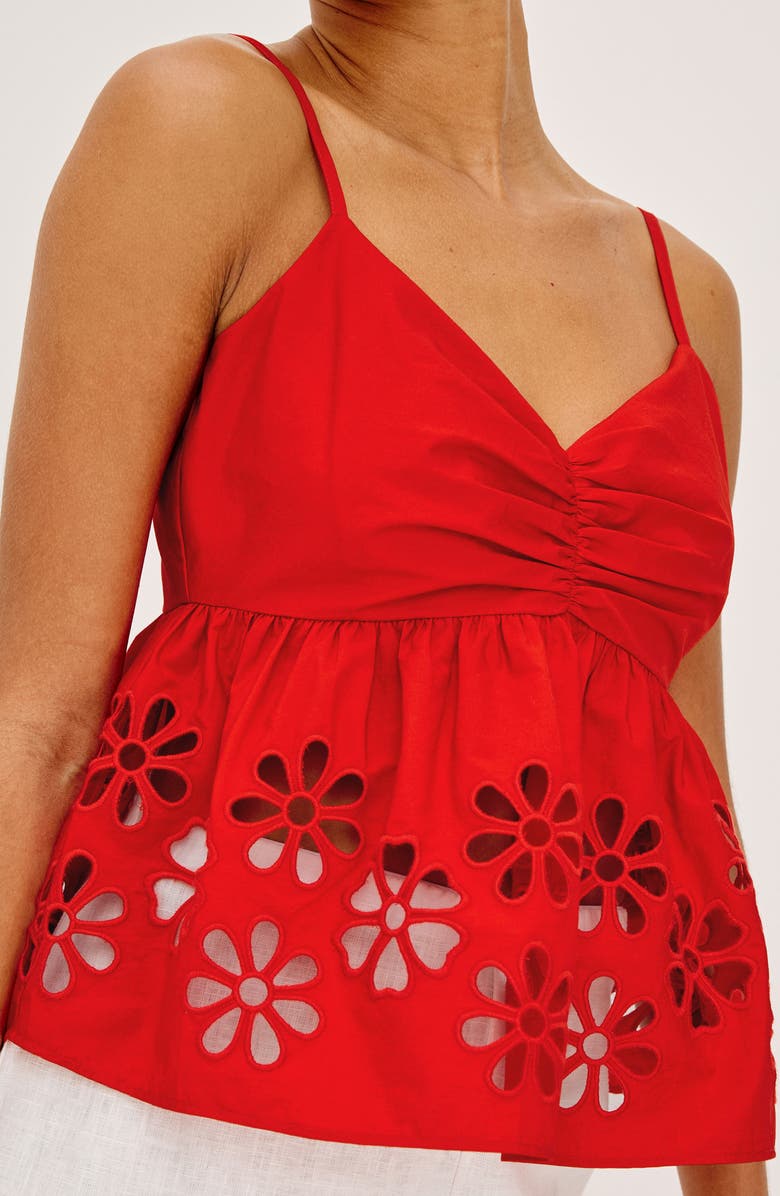 Rails Meru Embroidered Cotton Camisole, Alternate, color, Scarlet