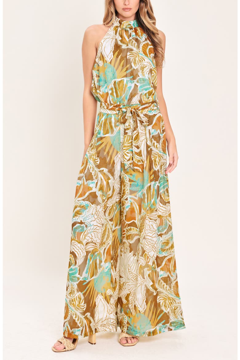 Print Wide Leg Pants, Alternate, color, BROWN