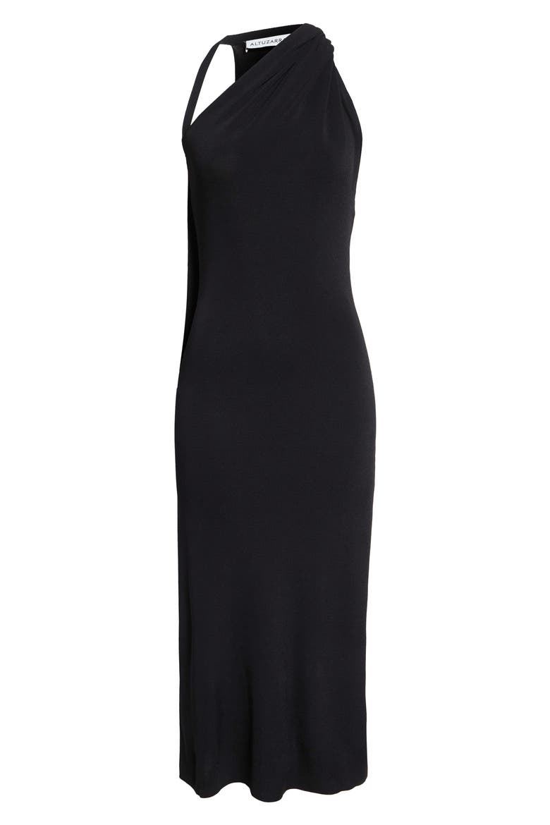 Mitchell Scarf Halter Knit Maxi Dress, Alternate, color, BLACK
