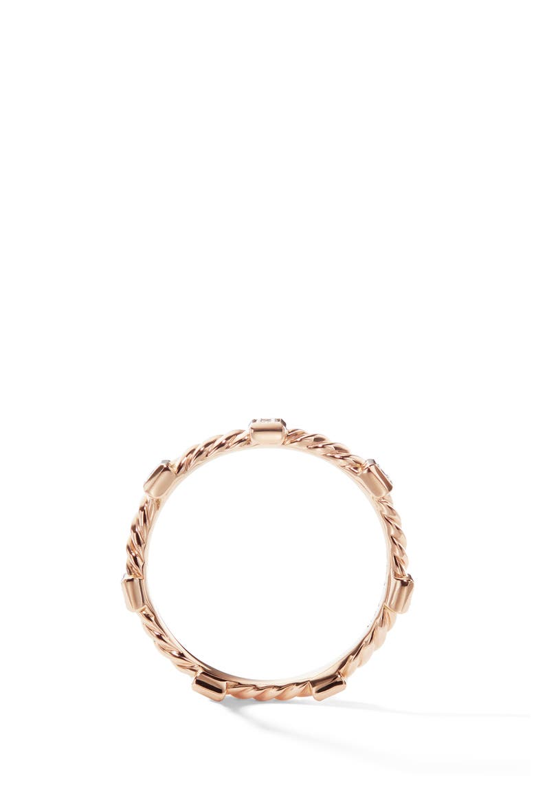 Cable Collectibles® Stations Stack Ring in 18K Yellow Gold with Diamonds, 2mm, Alternate, color, ROSE GOLD/ DIAMOND