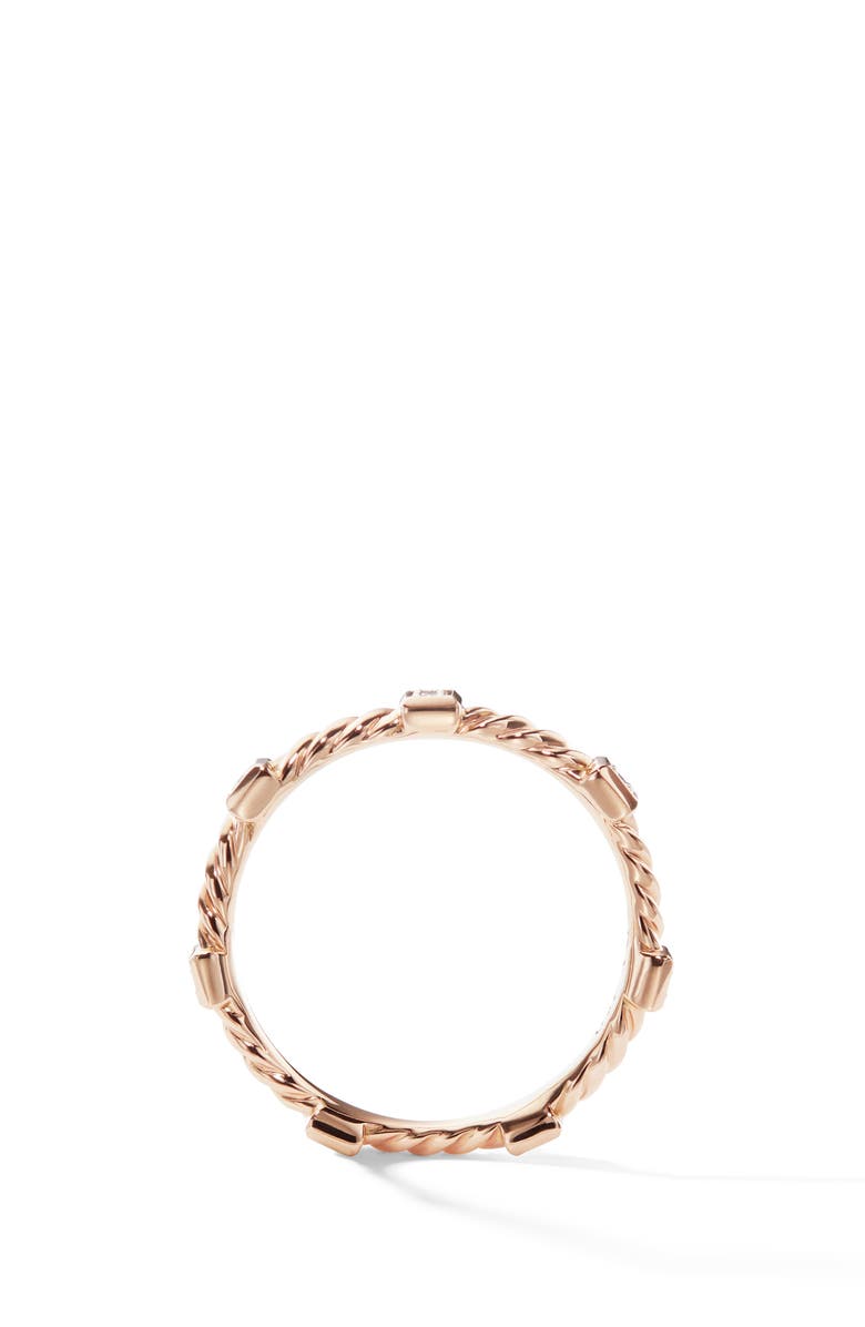 David Yurman Cable Collectibles<sup>®</sup> Stations Stack Ring in 18K Yellow Gold with Diamonds, 2mm, Alternate, color, Rose Gold/ Diamond