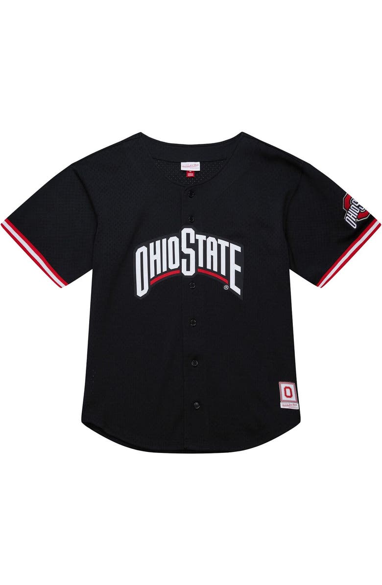 Mitchell & Ness Men's Mitchell & Ness Black Ohio State Buckeyes On The Clock Full-Button Fashion Jersey, Alternate, color,