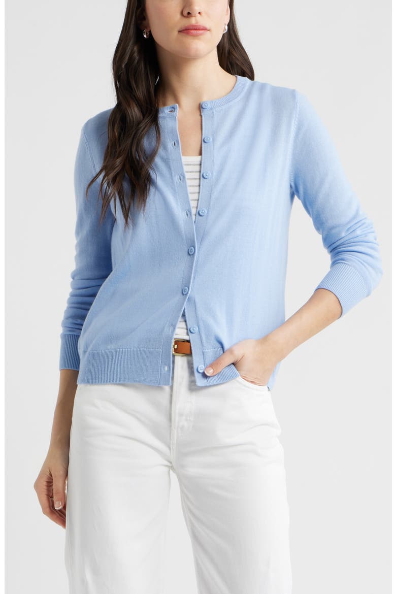 Merino Wool Blend Cardigan, Main, color, BLUE WINDSURFER