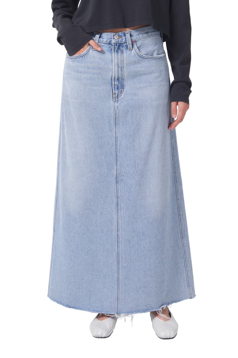 Hilla Denim Maxi Skirt, Main, color, PRACTICE