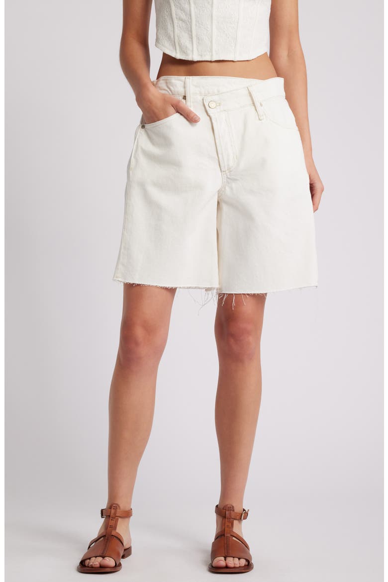 Boomerang Long Denim Shorts, Main, color, SNOWCONE