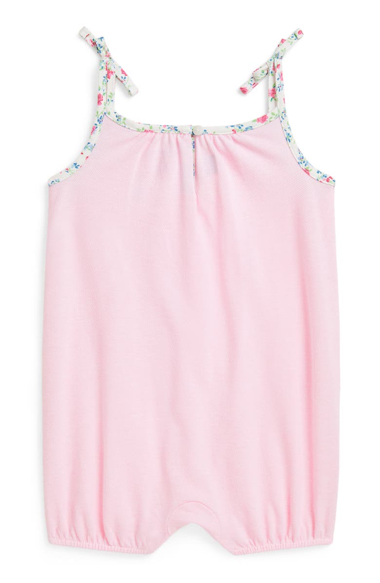 Ralph Lauren Oxford Cotton Piqué Bumble Romper, Alternate, color, Carmel Pink Multi