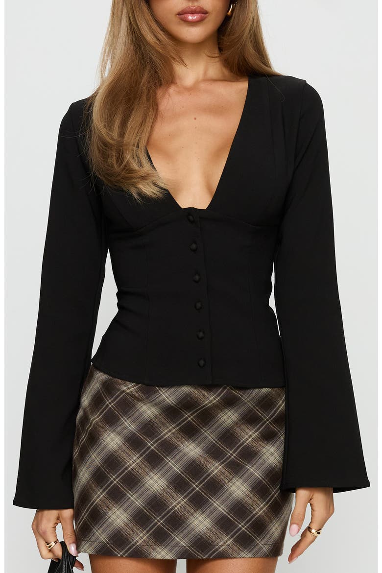 Serefina V-Neck Top, Main, color, BLACK