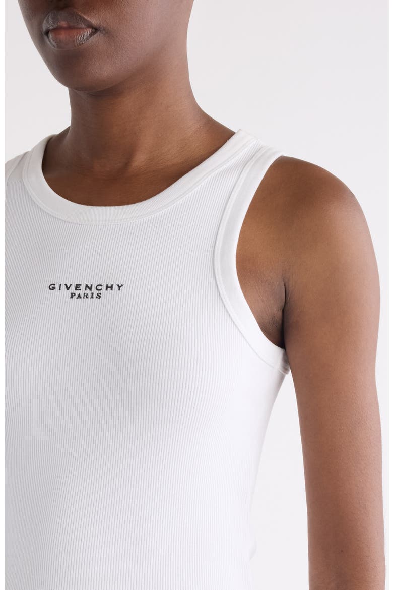 Embroidered Logo Stretch Cotton Rib Tank, Alternate, color, WHITE