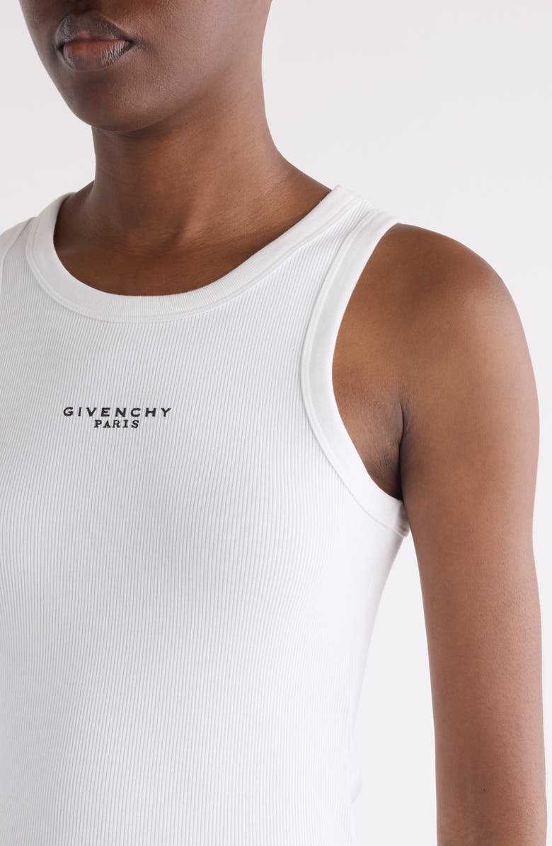 Givenchy Embroidered Logo Stretch Cotton Rib Tank, Alternate, color, White